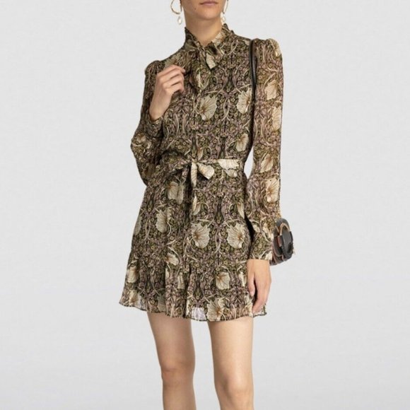 PAIGE Dresses & Skirts - Morris & Co x Paige Vittoria Art Nouveau Floral Silk Georgette Mini Dress